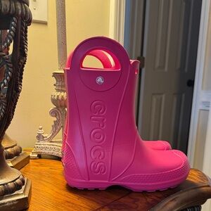 CROCS Kids Vibrant Pink Rain Boots